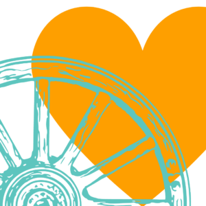 Bike wheel with a heart beneath